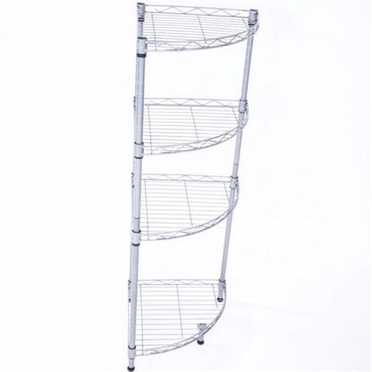 Fan-shaped Carbon Steel Metal Assembly 4-Tier Storage Rack Silver Grey - 11.81 x 11.81 x 35.43