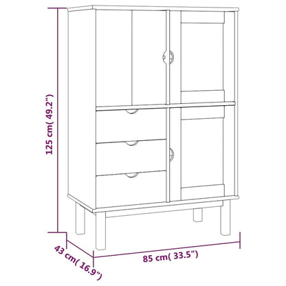 vidaXL Highboard OTTA 33.5x16.9x49.2 Solid Wood Pine - 33.5 x 16.9 x 49.2