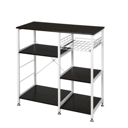 Kitchen Bakers Rack Utility Storage Shelf Microwave Stand 3-Tier Table For Spice Rack Organizer Workstation, Dark Brown