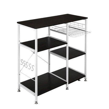Kitchen Bakers Rack Utility Storage Shelf Microwave Stand 3-Tier Table For Spice Rack Organizer Workstation, Dark Brown