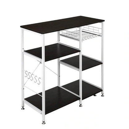 Kitchen Bakers Rack Utility Storage Shelf Microwave Stand 3-Tier Table For Spice Rack Organizer Workstation, Dark Brown