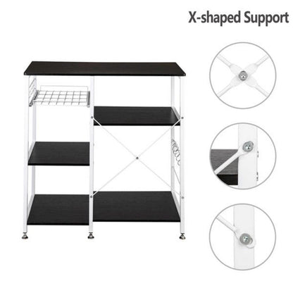 Kitchen Bakers Rack Utility Storage Shelf Microwave Stand 3-Tier Table For Spice Rack Organizer Workstation, Dark Brown
