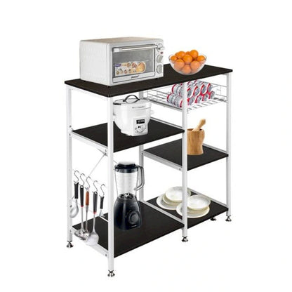 Kitchen Bakers Rack Utility Storage Shelf Microwave Stand 3-Tier Table For Spice Rack Organizer Workstation, Dark Brown