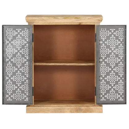 vidaXL Sideboard with Steel Doors 23.6x13.8x29.5 Solid Mango Wood
