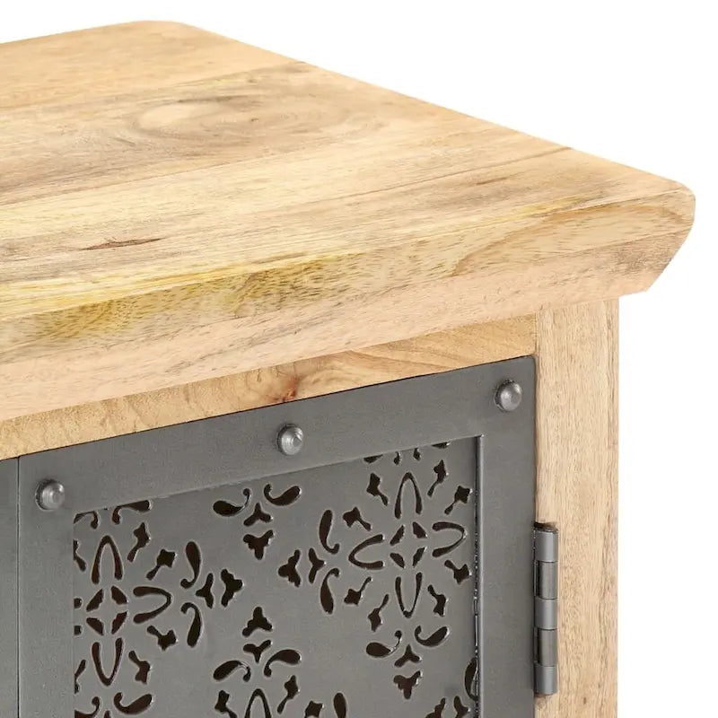 vidaXL Sideboard with Steel Doors 23.6x13.8x29.5 Solid Mango Wood