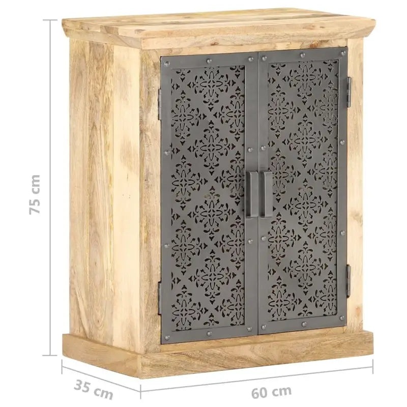 vidaXL Sideboard with Steel Doors 23.6x13.8x29.5 Solid Mango Wood