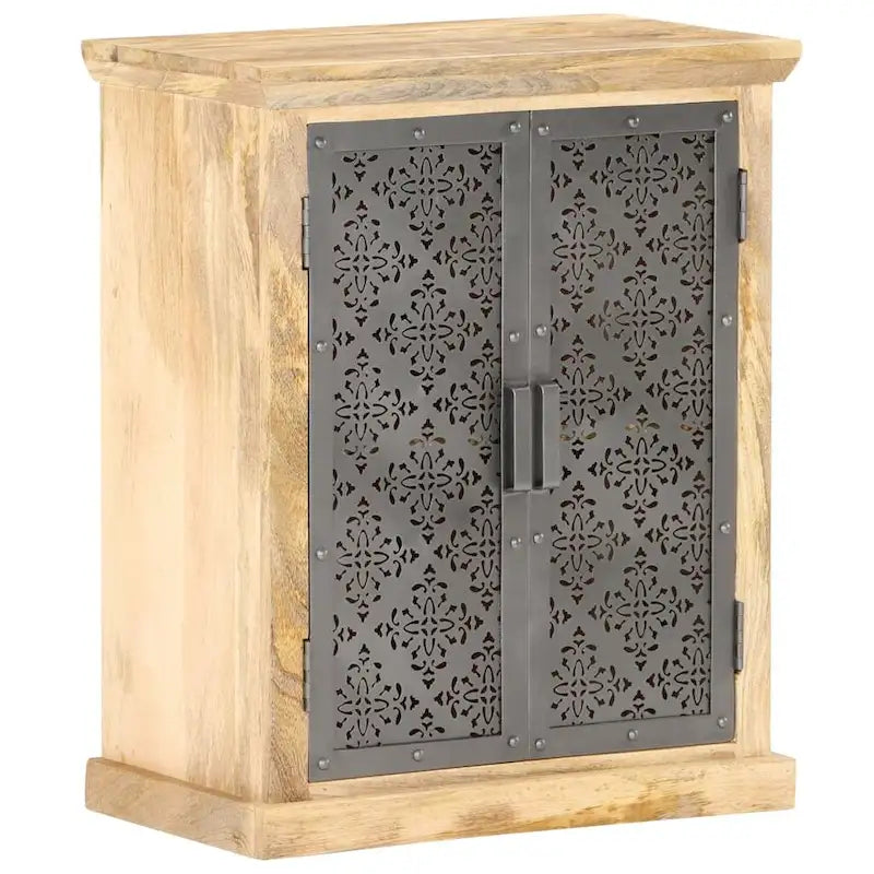 vidaXL Sideboard with Steel Doors 23.6x13.8x29.5 Solid Mango Wood