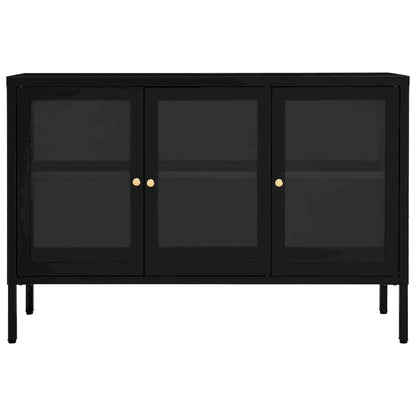 vidaXL Sideboard Black 41.3x13.8x27.6 Steel and Glass