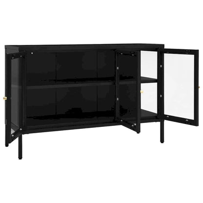 vidaXL Sideboard Black 41.3x13.8x27.6 Steel and Glass