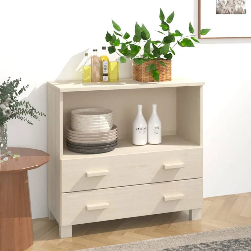 vidaXL Sideboard Buffet Console Cabinet for Bedroom HAMAR Solid Wood Pine - 33.5x13.8x31.5