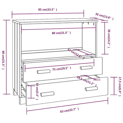 vidaXL Sideboard Buffet Console Cabinet for Bedroom HAMAR Solid Wood Pine - 33.5x13.8x31.5