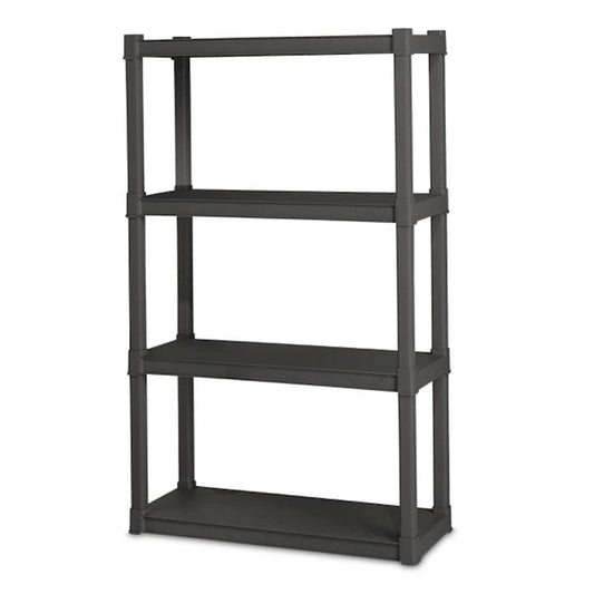Sterilite Plastic Indoor Outdoor 4 Shelf Durable Shelving Unit, Gray, 2 Pack - 2-Pack