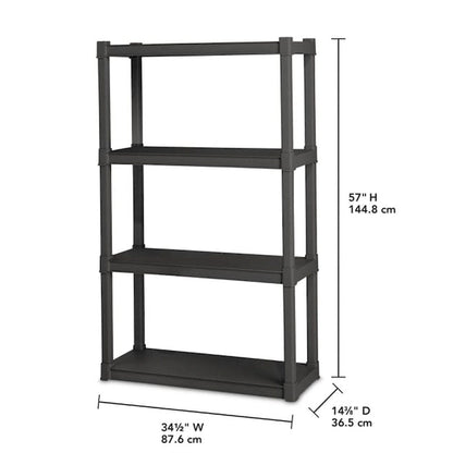 Sterilite Plastic Indoor Outdoor 4 Shelf Durable Shelving Unit, Gray, 2 Pack - 2-Pack