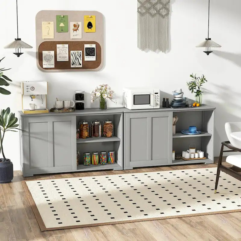 Antique Stackable Kitchen Storage Sideboard with Height Adjustable Shelf - 42 x 13 x 23.5 (L x W x H)