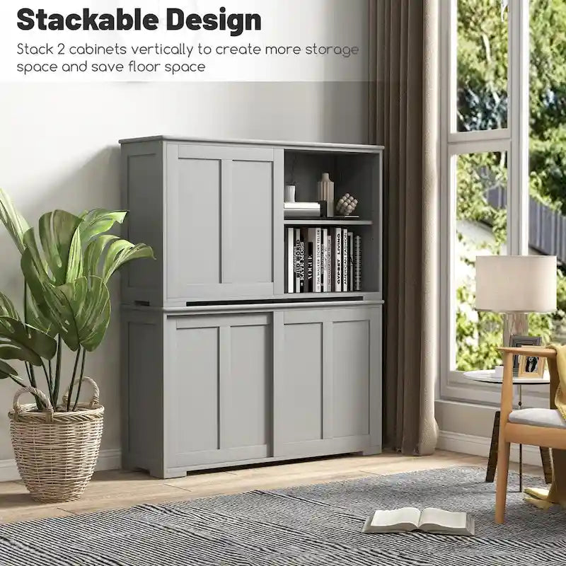 Antique Stackable Kitchen Storage Sideboard with Height Adjustable Shelf - 42 x 13 x 23.5 (L x W x H)