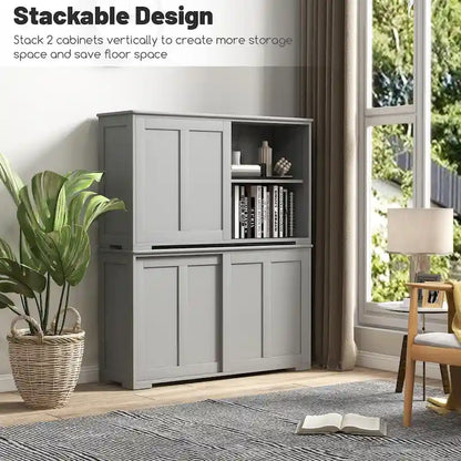 Antique Stackable Kitchen Storage Sideboard with Height Adjustable Shelf - 42 x 13 x 23.5 (L x W x H)