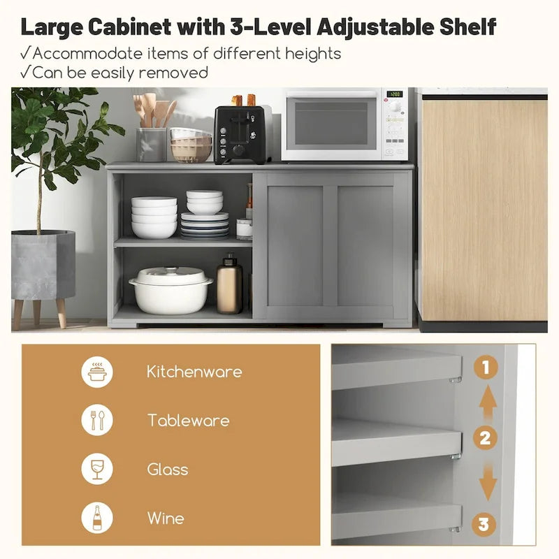 Antique Stackable Kitchen Storage Sideboard with Height Adjustable Shelf - 42 x 13 x 23.5 (L x W x H)