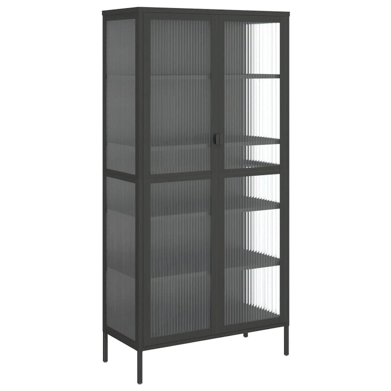 vidaXL Highboard Black 33.5x15.7x70.9 Glass and Steel