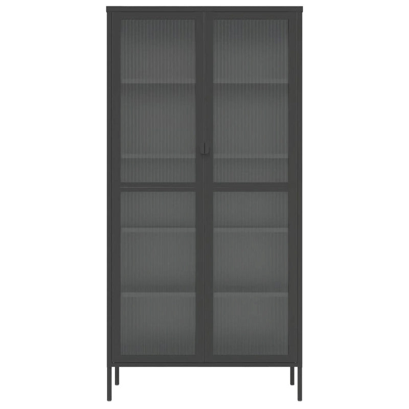 vidaXL Highboard Black 33.5x15.7x70.9 Glass and Steel