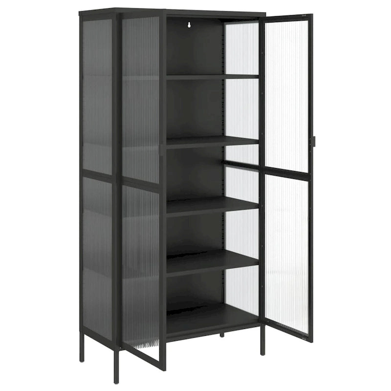 vidaXL Highboard Black 33.5x15.7x70.9 Glass and Steel