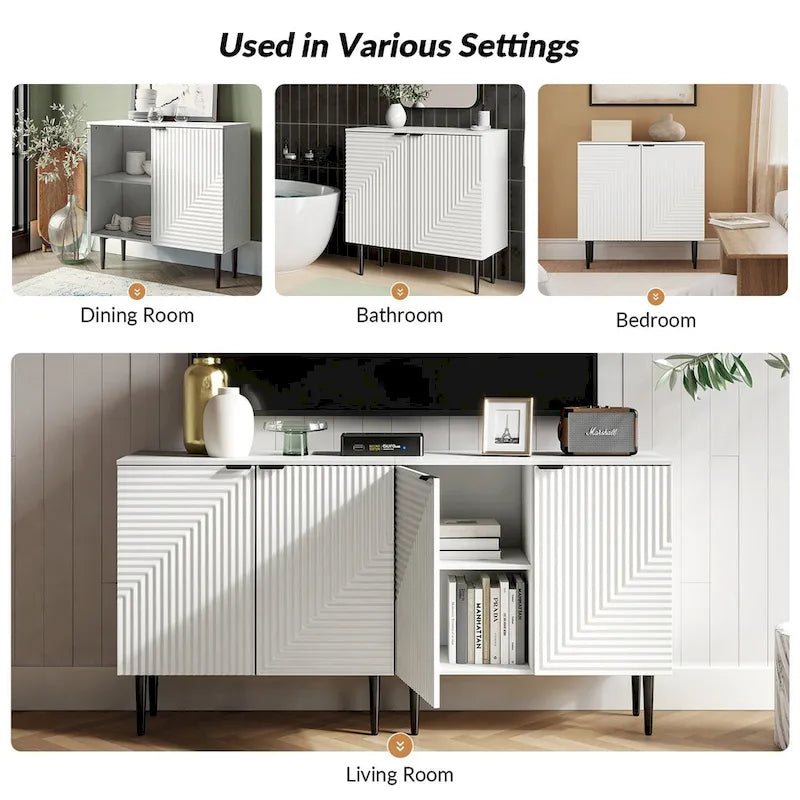Joseph Modern Mid-century Tapered Feet Storage Cabinet with Adjustable Shelves by HULALA HOME