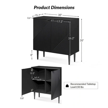 Joseph Modern Mid-century Tapered Feet Storage Cabinet with Adjustable Shelves by HULALA HOME
