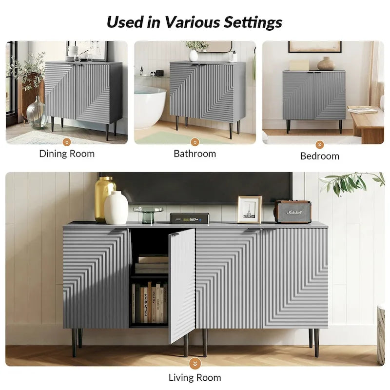 Joseph Modern Mid-century Tapered Feet Storage Cabinet with Adjustable Shelves by HULALA HOME