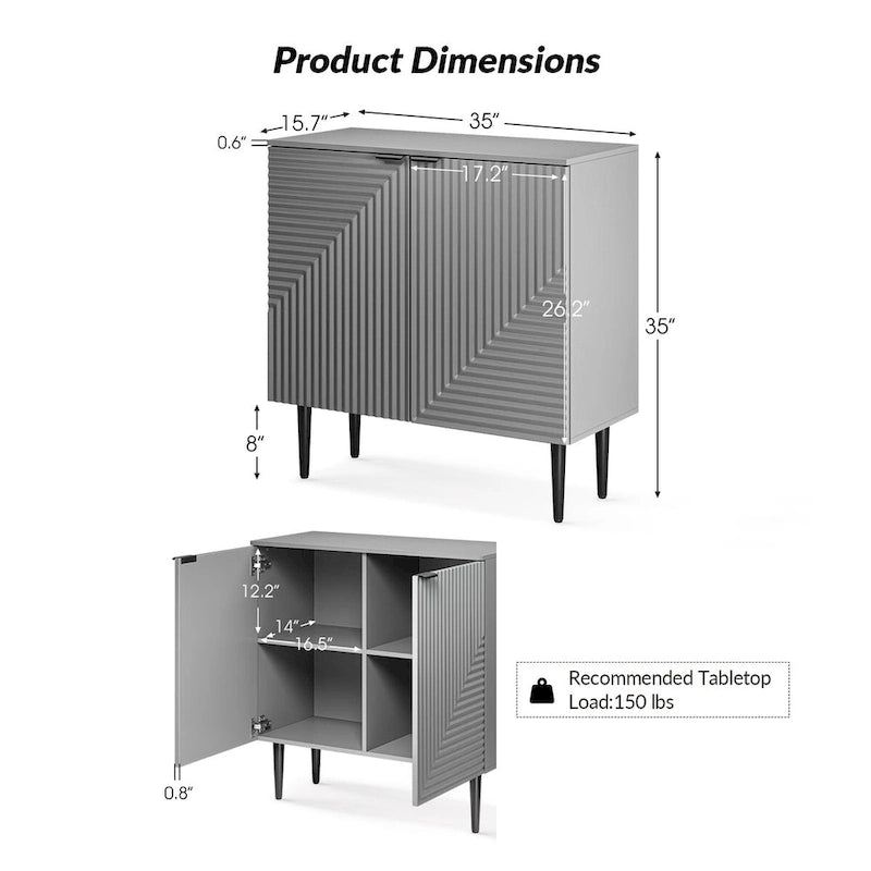 Joseph Modern Mid-century Tapered Feet Storage Cabinet with Adjustable Shelves by HULALA HOME