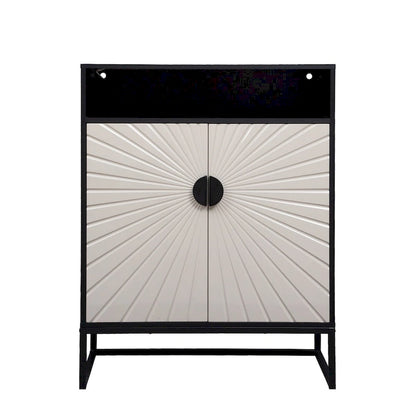 5-Tier Wooden Shoe Cabinet with Doors and Open Shelves