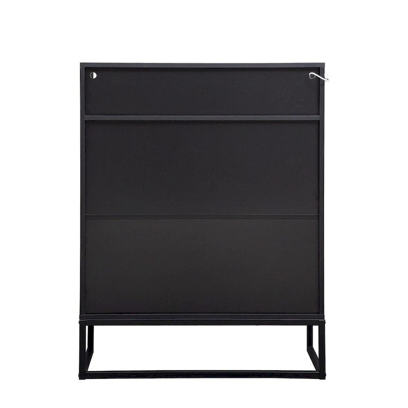 5-Tier Wooden Shoe Cabinet with Doors and Open Shelves