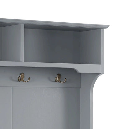 Modern Minimalist Freestanding Wooden Storage Hall Tree with Solid Wood Legs