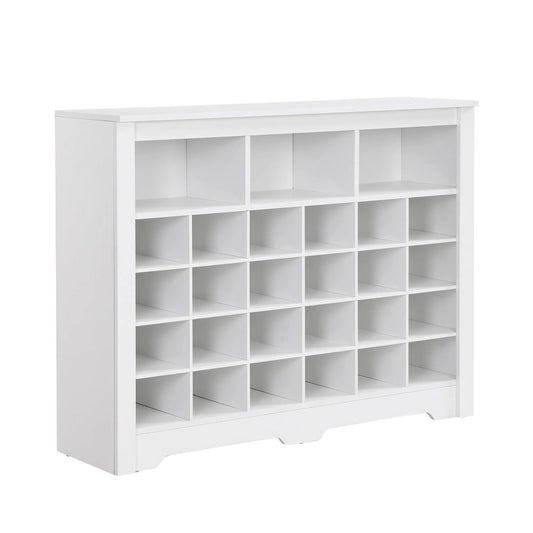Modern 24 Shoe Cubby Console with Curved Base