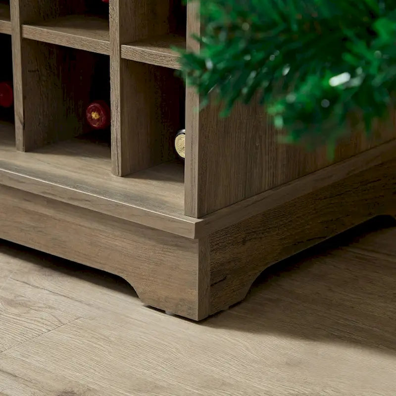 Farmhouse Coffee Bar Cabinet with Wine Rack Barn Door