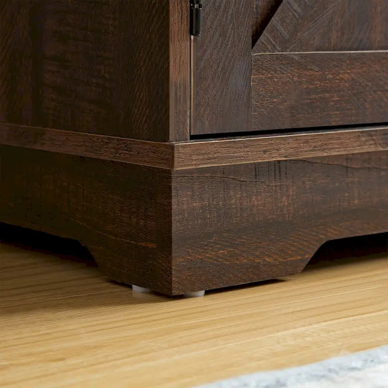 Farmhouse Coffee Bar Cabinet with Wine Rack Barn Door