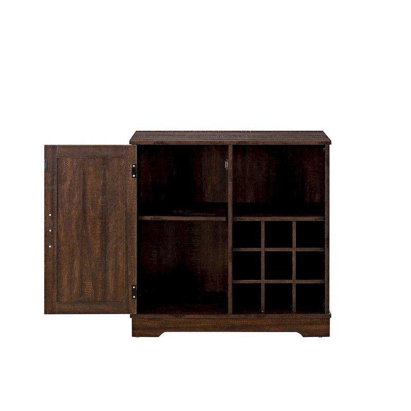 Farmhouse Coffee Bar Cabinet with Wine Rack Barn Door