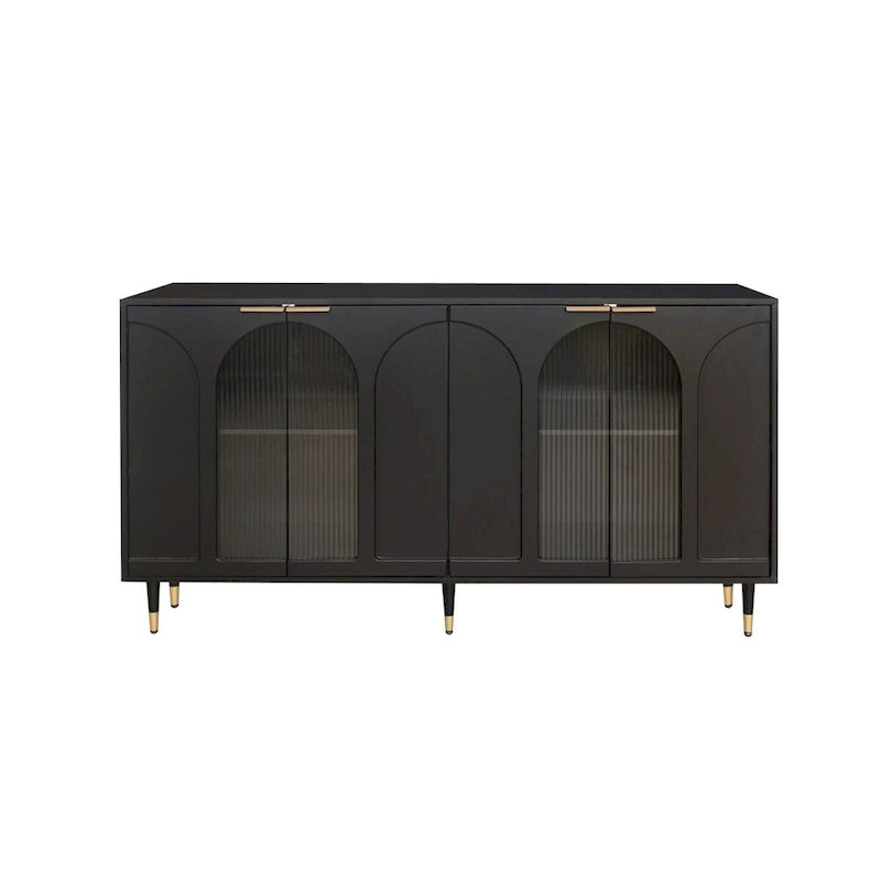 Accent Cabinet Black Wooden Cabinet with Buffet Server Cabinet Storage - N/A