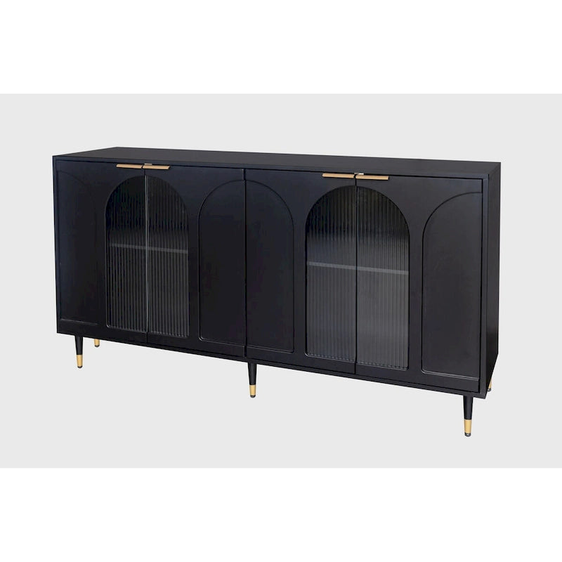 Accent Cabinet Black Wooden Cabinet with Buffet Server Cabinet Storage - N/A
