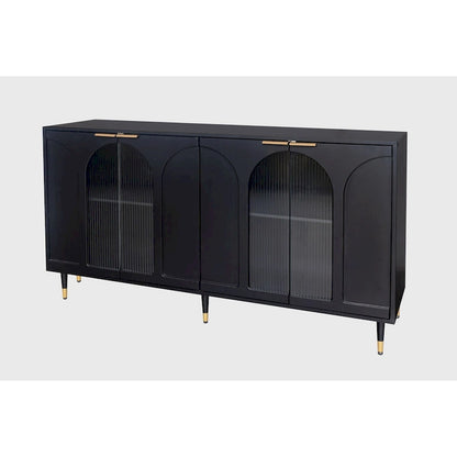 Accent Cabinet Black Wooden Cabinet with Buffet Server Cabinet Storage - N/A