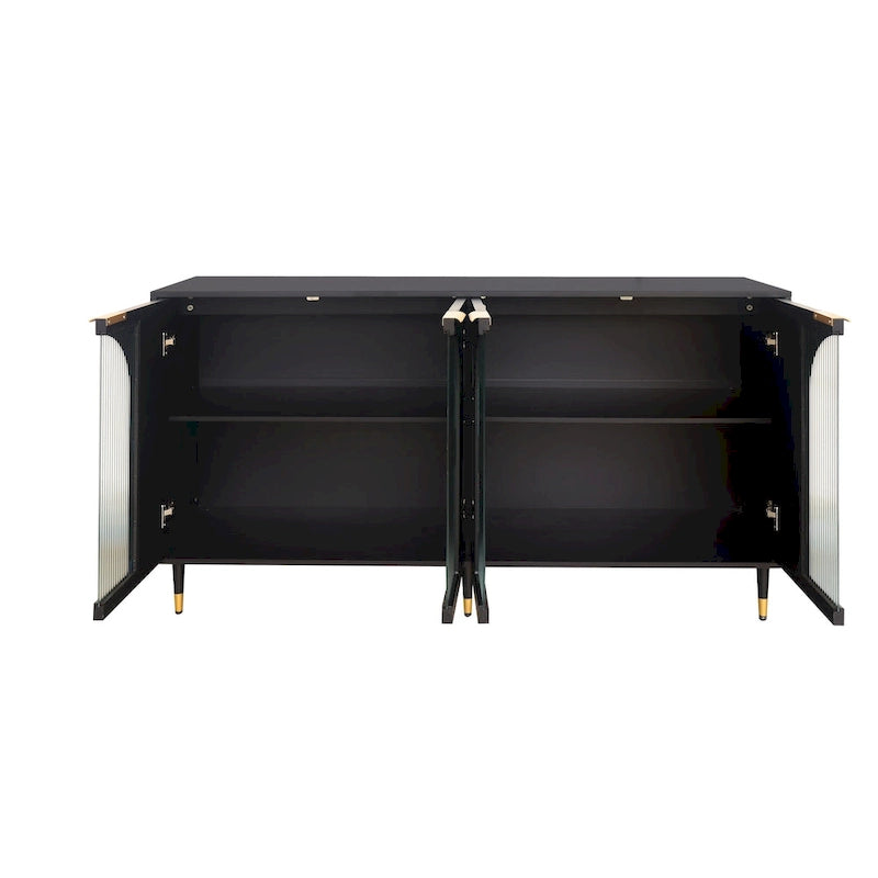 Accent Cabinet Black Wooden Cabinet with Buffet Server Cabinet Storage - N/A
