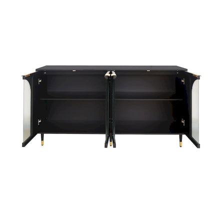 Accent Cabinet Black Wooden Cabinet with Buffet Server Cabinet Storage - N/A