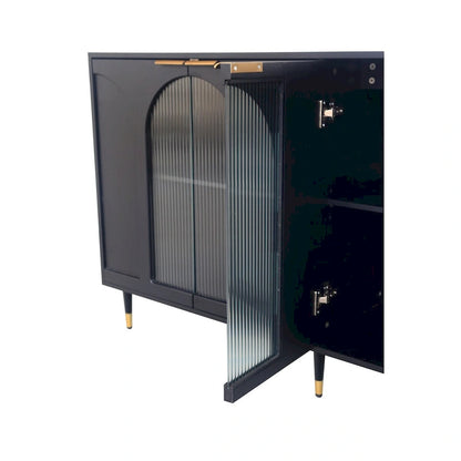 Accent Cabinet Black Wooden Cabinet with Buffet Server Cabinet Storage - N/A