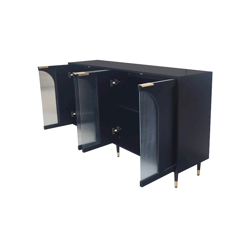 Accent Cabinet Black Wooden Cabinet with Buffet Server Cabinet Storage - N/A