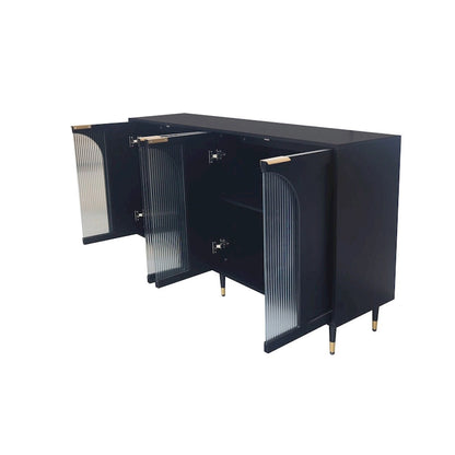 Accent Cabinet Black Wooden Cabinet with Buffet Server Cabinet Storage - N/A