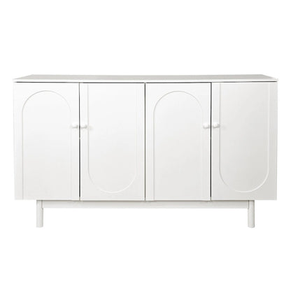 Stylish and Functional 4-Door Intaglio Storage Cabinet with Pine Legs