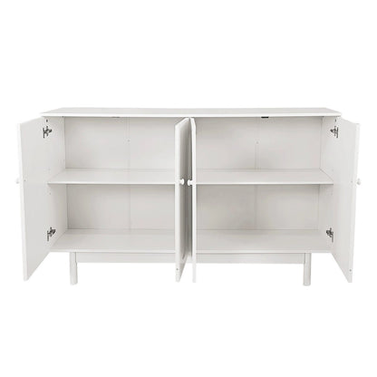 Stylish and Functional 4-Door Intaglio Storage Cabinet with Pine Legs