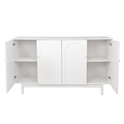 Stylish and Functional 4-Door Intaglio Storage Cabinet with Pine Legs
