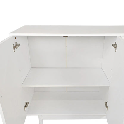 Stylish and Functional 4-Door Intaglio Storage Cabinet with Pine Legs