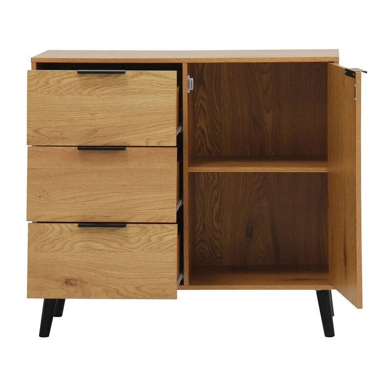 Storage Cabinet with 3 Drawers and Adjustable Shelf - N/A