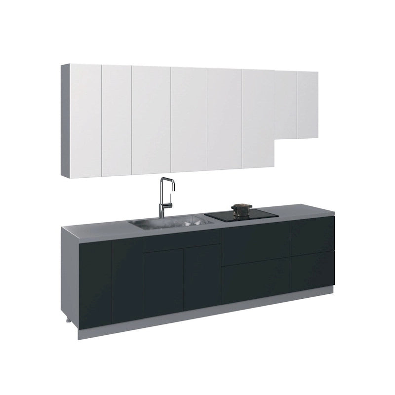 Kitchen Contemporary Collection Black & White Gloss Color Base Size 9.5Ft Wide - 114x24
