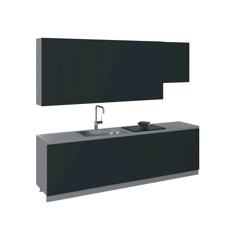 Kitchen Contemporary Collection Black & White Gloss Color Base Size 9.5Ft Wide - 114x24